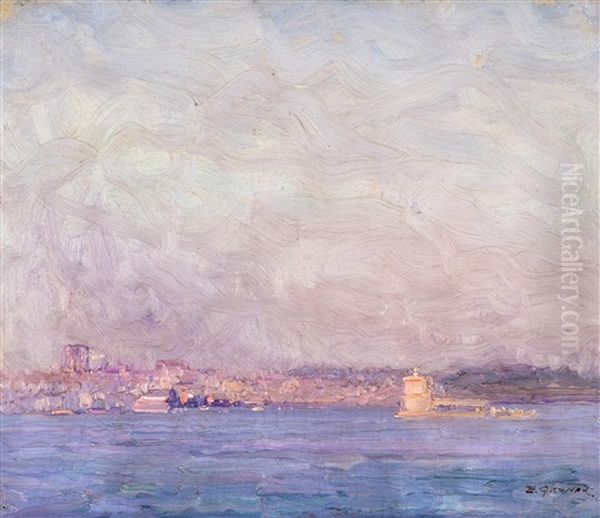 Sydney Harbour With Fort Denison Oil Painting by Elioth Gruner