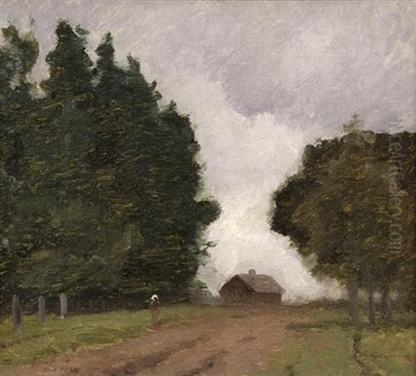 Untitled (country Path) Oil Painting by Elioth Gruner