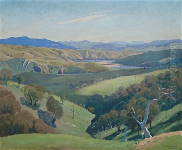 On The Murrumbidgee (study) Oil Painting by Elioth Gruner