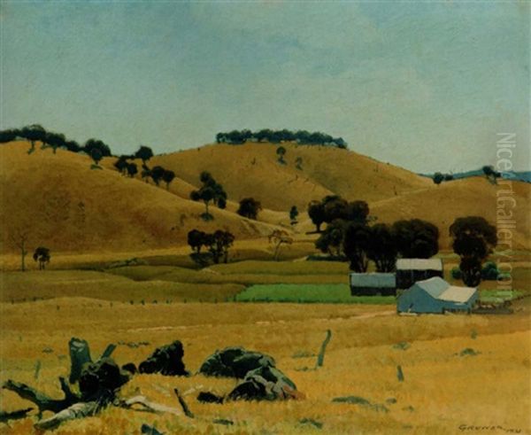 Sheep Country Oil Painting by Elioth Gruner