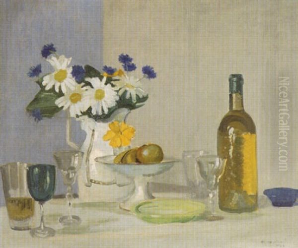 Still Life With Flowers Oil Painting by Elioth Gruner