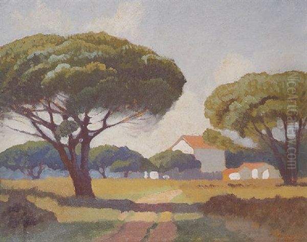 Sheoaks In France Oil Painting by Elioth Gruner