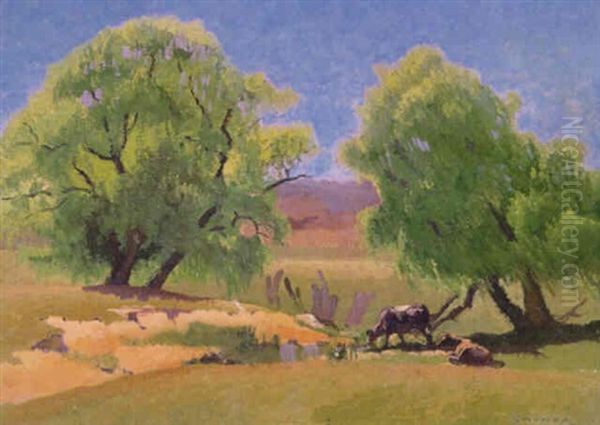 Willows, Yass Oil Painting by Elioth Gruner