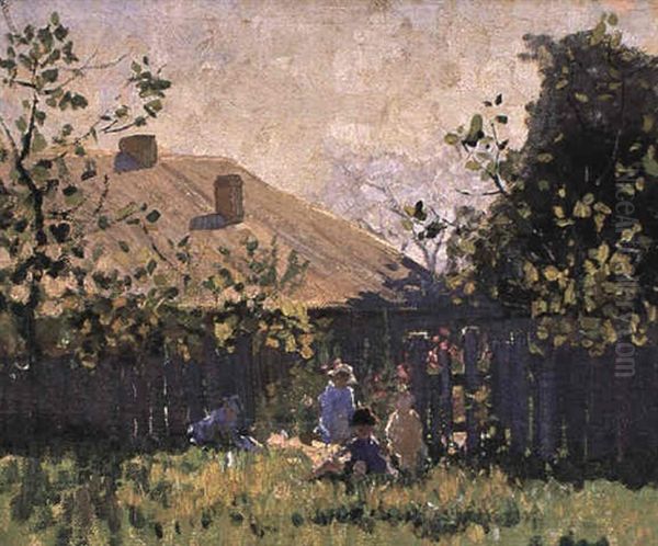 By The Garden Fence Oil Painting by Elioth Gruner