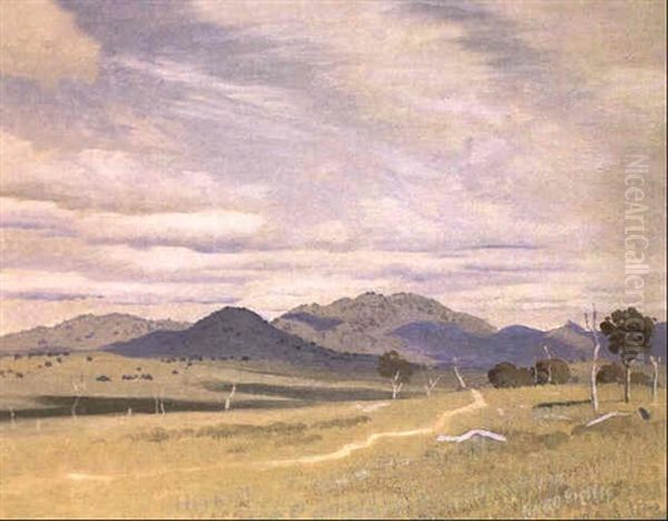 Distant Mountains, Hills Near Canberra Oil Painting by Elioth Gruner