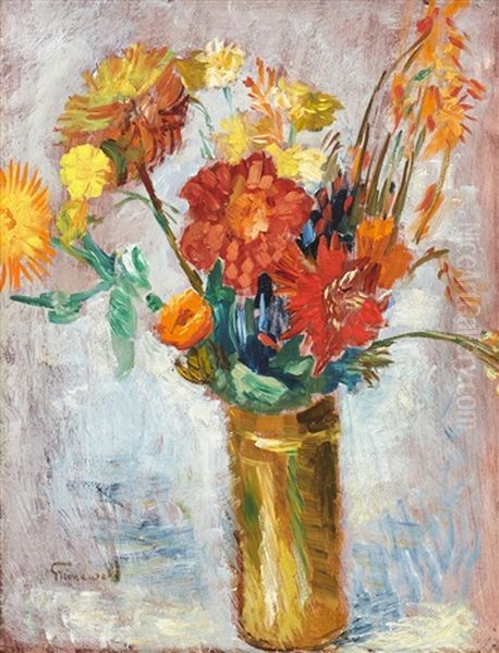 Blomsterstilleben Oil Painting by Isaac Gruenewald