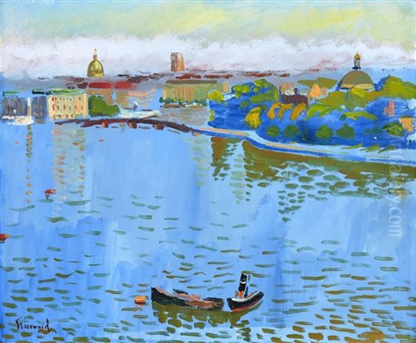 Vy Over Strommen - Stockholm Oil Painting by Isaac Gruenewald