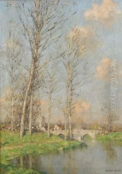 Paysage Au Pont Oil Painting by Marcel Adolphe Bain