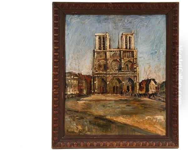 Notre Dame Oil Painting by Nathan Grunsweigh