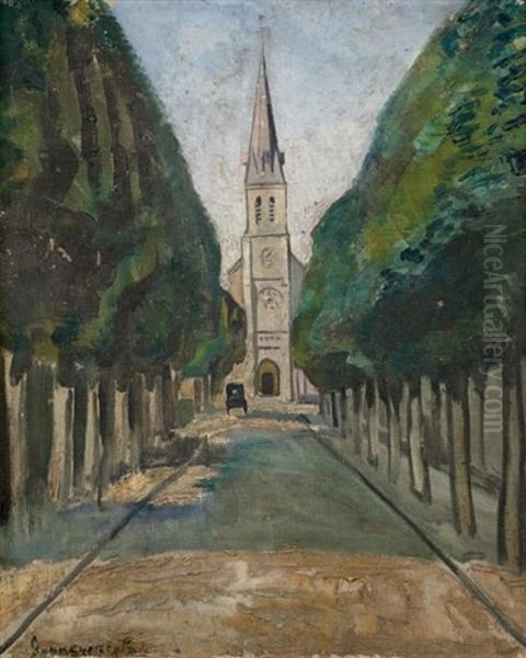 Ruelle Avec Eglise Oil Painting by Nathan Grunsweigh