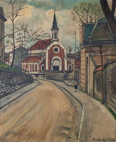 Eglise Saint-charles A Asnieres Oil Painting by Nathan Grunsweigh