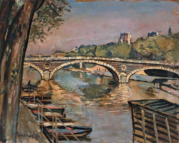 Le Pont Louis Philippe A Paris Oil Painting by Nathan Grunsweigh