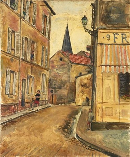 Rue De Village Animee Oil Painting by Nathan Grunsweigh