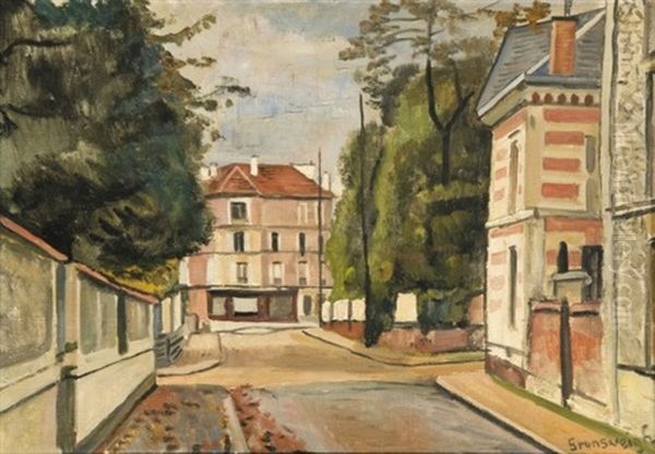 Rue Du Vesinet Oil Painting by Nathan Grunsweigh