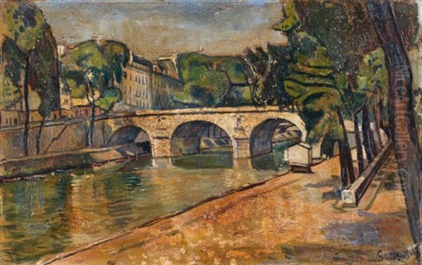 Paris, La Seine Au Pont Marie Oil Painting by Nathan Grunsweigh