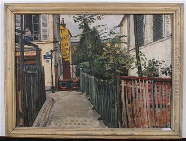 Rue Des Chales (?) A Paris Oil Painting by Nathan Grunsweigh