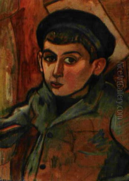 Jeune Garcon Au Beret Oil Painting by Nathan Grunsweigh