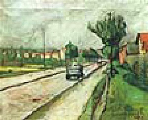 La Route A Rueil Oil Painting by Nathan Grunsweigh