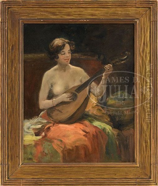 Lute Player Oil Painting by Charles Paul Gruppe