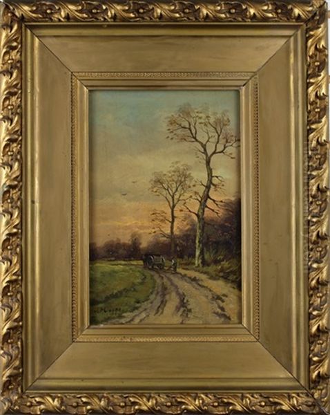 Figure Walking Through A Landscape Oil Painting by Charles Paul Gruppe