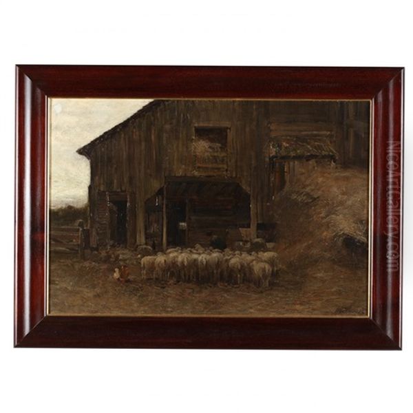 Barnyard Scene Oil Painting by Charles Paul Gruppe