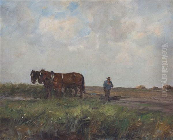 A Pause In The Field Oil Painting by Charles Paul Gruppe