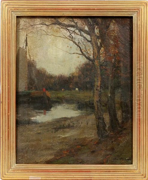 Along The Tow Path Oil Painting by Charles Paul Gruppe