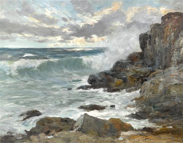 Rocky Coastline Oil Painting by Charles Paul Gruppe