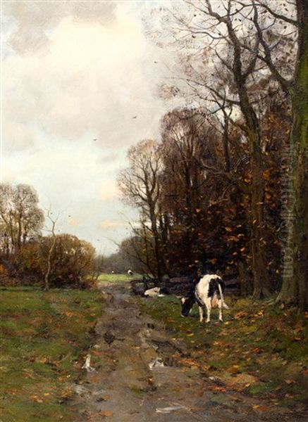 Koeien In Herfstlandschap Oil Painting by Charles Paul Gruppe