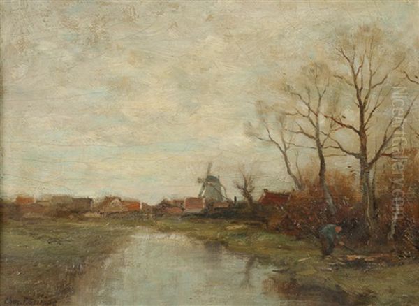 November Day Holland Oil Painting by Charles Paul Gruppe