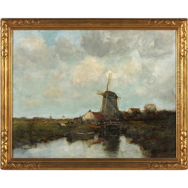 Old Mill - Voorburg, Holland Oil Painting by Charles Paul Gruppe