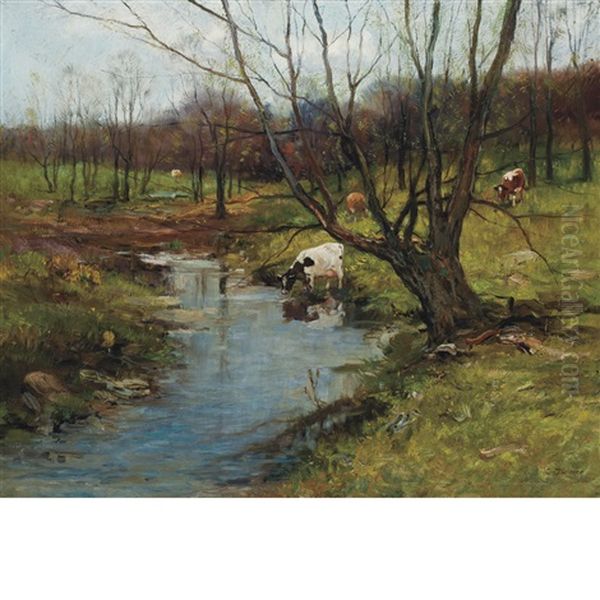 Pasture Brook Oil Painting by Charles Paul Gruppe