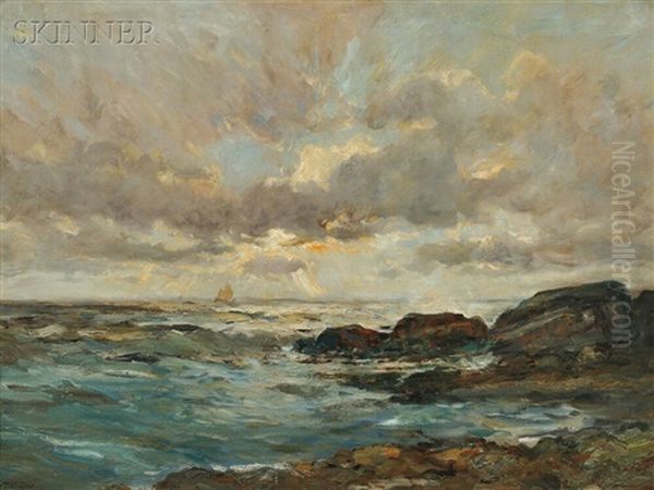 Sunset Mass. Coast Oil Painting by Charles Paul Gruppe