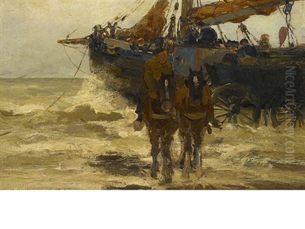 Dutch Fishermen Oil Painting by Charles Paul Gruppe