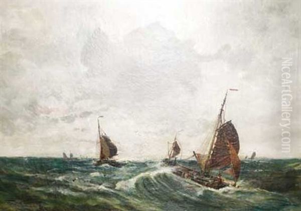 Segelboote Vor Scheveningen Oil Painting by Charles Paul Gruppe