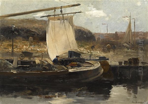 The Canal Boat, Holland Oil Painting by Charles Paul Gruppe