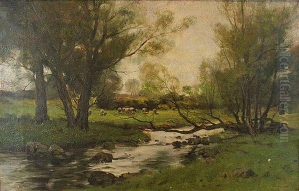 The Brook Oil Painting by Charles Paul Gruppe