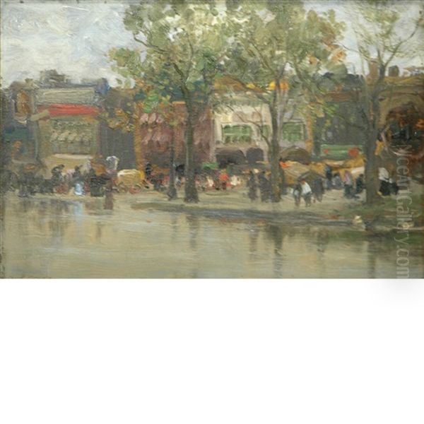 Town Scene Oil Painting by Charles Paul Gruppe