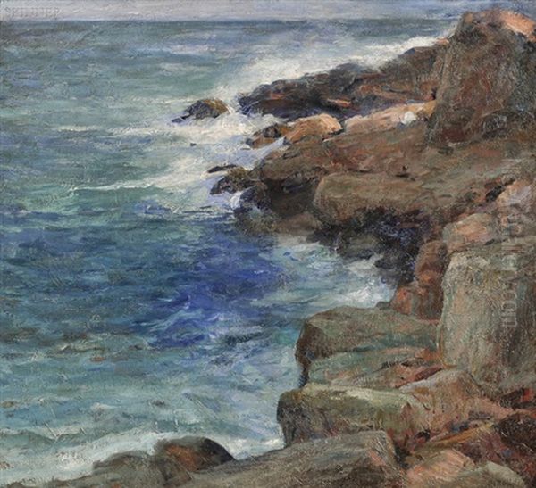 Incoming Tide At Bass Rocks, Mass Oil Painting by Charles Paul Gruppe