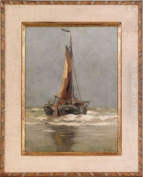 Seascape With Sailing Vessel Oil Painting by Charles Paul Gruppe