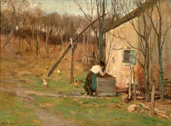 The Old Mill, Long Island Oil Painting by Charles Paul Gruppe