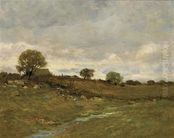 Farm By The Brook Oil Painting by Charles Paul Gruppe