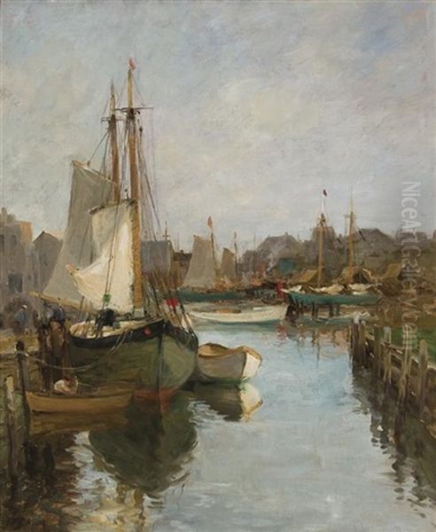 Gloucester Docks Oil Painting by Charles Paul Gruppe