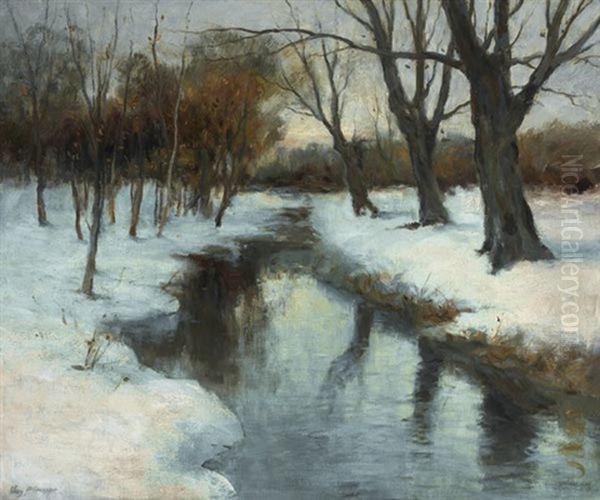 First Snow Oil Painting by Charles Paul Gruppe