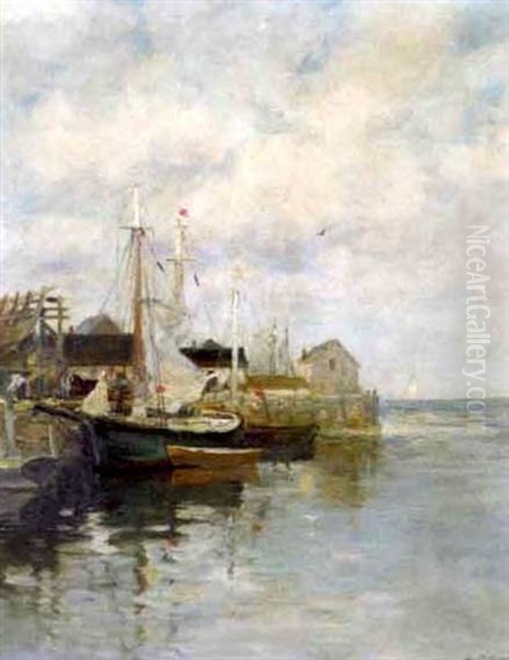 Afternoon, Rockport Harbor Oil Painting by Charles Paul Gruppe