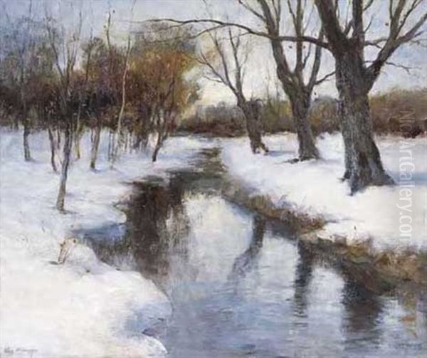 First Snow Oil Painting by Charles Paul Gruppe