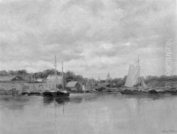 September Clouds, Gloucester Harbour Oil Painting by Charles Paul Gruppe