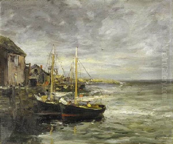 A Stiff Breze, Rockport Oil Painting by Charles Paul Gruppe