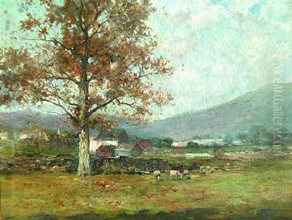 Autumn Farm Landscape Oil Painting by Charles Paul Gruppe