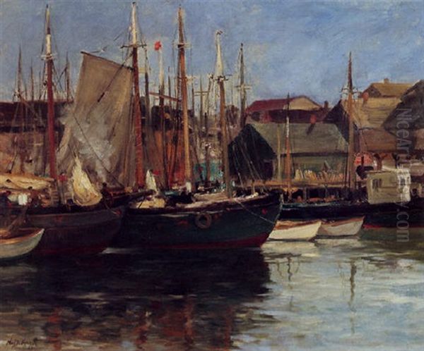 Portuguese Wharf, Gloucester, Massachussetts Oil Painting by Charles Paul Gruppe